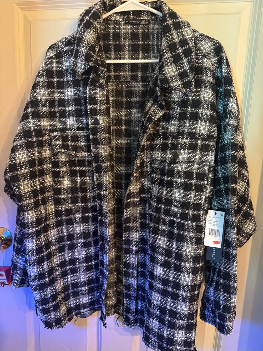 Black Tape  Black & White Plaid Button-Down Shirt Jacket